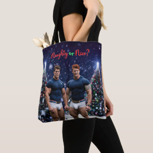 SlipperyJoe's glowing Christmas trees two muscular Tote Bag