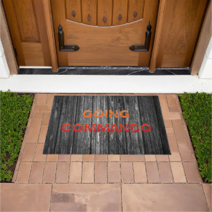 SlipperyJoe's Going Commando bold red orange lette Doormat