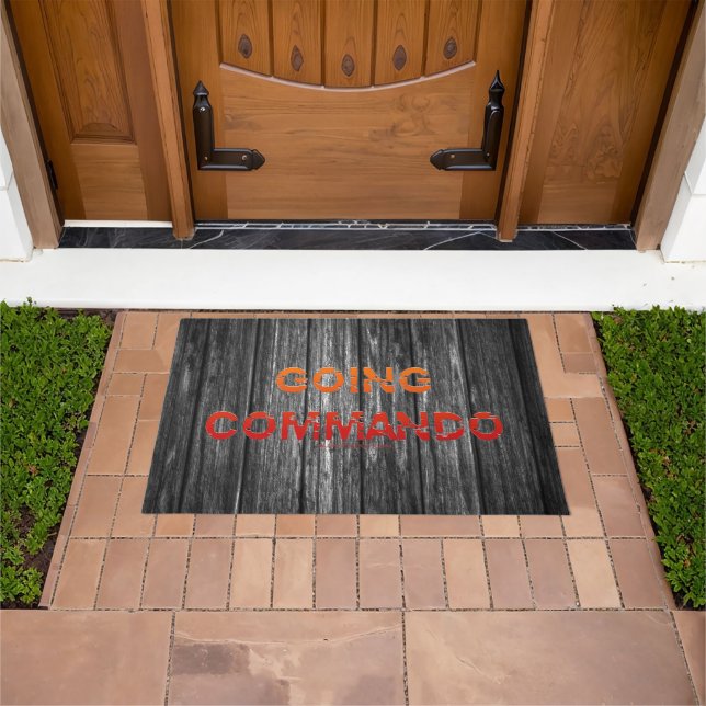 SlipperyJoe's Going Commando bold red orange lette Doormat (Outdoor)
