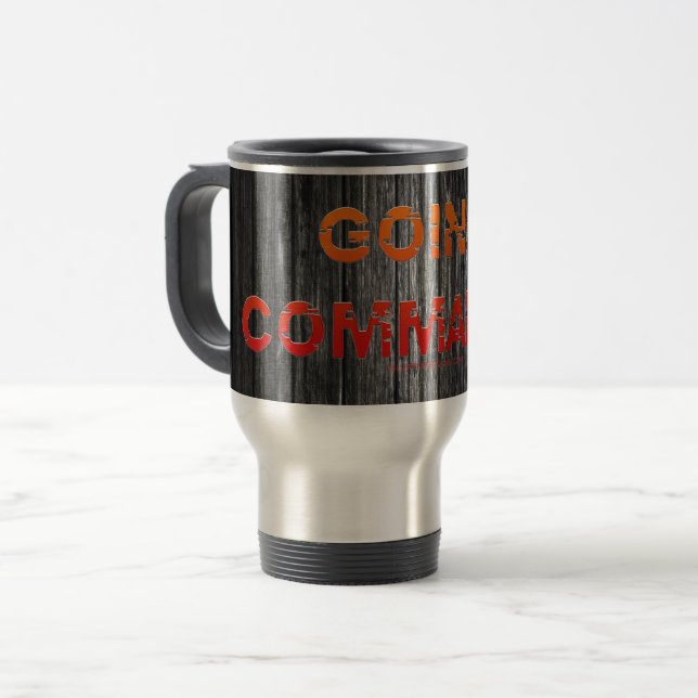SlipperyJoe's Going Commando bold red orange lette Travel Mug (Front Left)