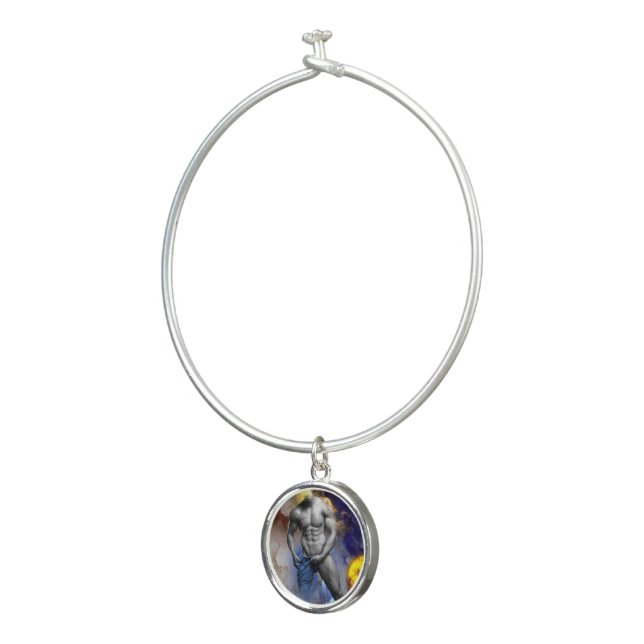 SlipperyJoe's grayscale muscular man physique yell Bangle Bracelet (3/4)