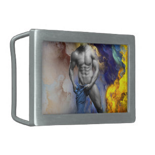 SlipperyJoe's grayscale muscular man physique yell Belt Buckle