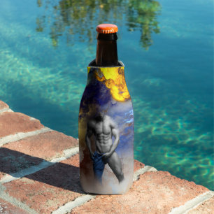 SlipperyJoe's grayscale muscular man physique yell Bottle Cooler