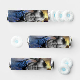 SlipperyJoe's grayscale muscular man physique yell Breath Savers® Mints