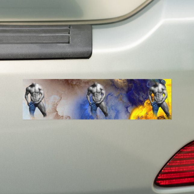 SlipperyJoe's grayscale muscular man physique yell Bumper Sticker (On Car)