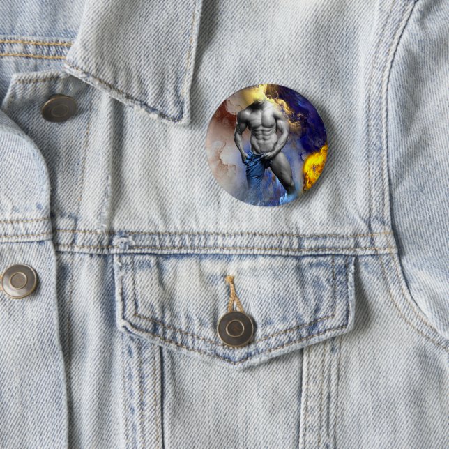 SlipperyJoe's grayscale muscular man physique yell Button (In Situ)