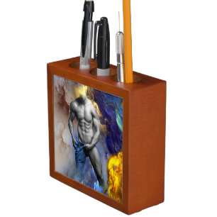 SlipperyJoe's grayscale muscular man physique yell Desk Organizer
