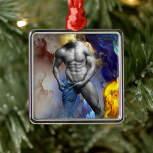 SlipperyJoe's grayscale muscular man physique yell Metal Ornament