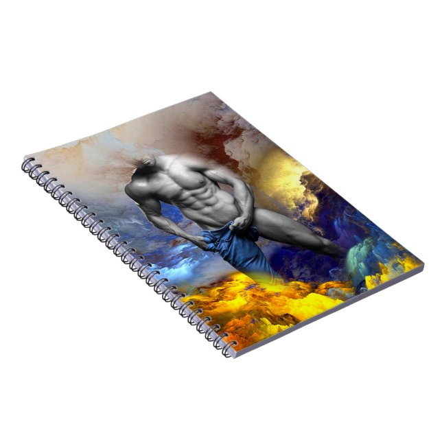 SlipperyJoe's grayscale muscular man physique yell Notebook (Right Side)
