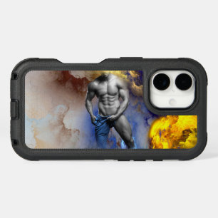SlipperyJoe's grayscale muscular man physique yell iPhone 16 Case