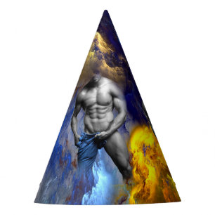 SlipperyJoe's grayscale muscular man physique yell Party Hat
