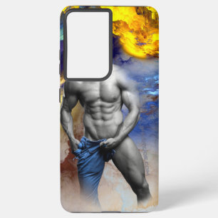 SlipperyJoe's grayscale muscular man physique yell Samsung Galaxy S21 Ultra Case