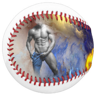 SlipperyJoe's grayscale muscular man physique yell Softball