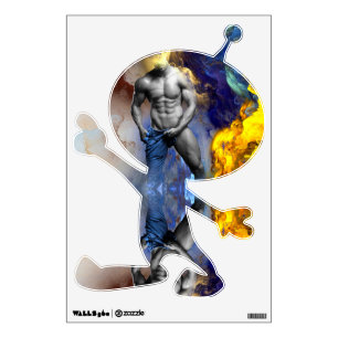 SlipperyJoe's grayscale muscular man physique yell Wall Decal