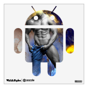 SlipperyJoe's grayscale muscular man physique yell Wall Decal