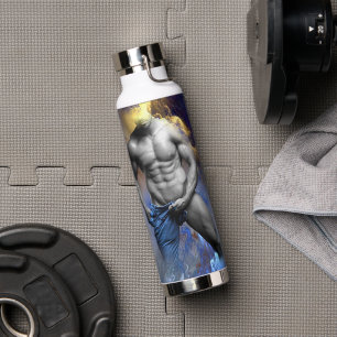 SlipperyJoe's grayscale muscular man physique yell Water Bottle