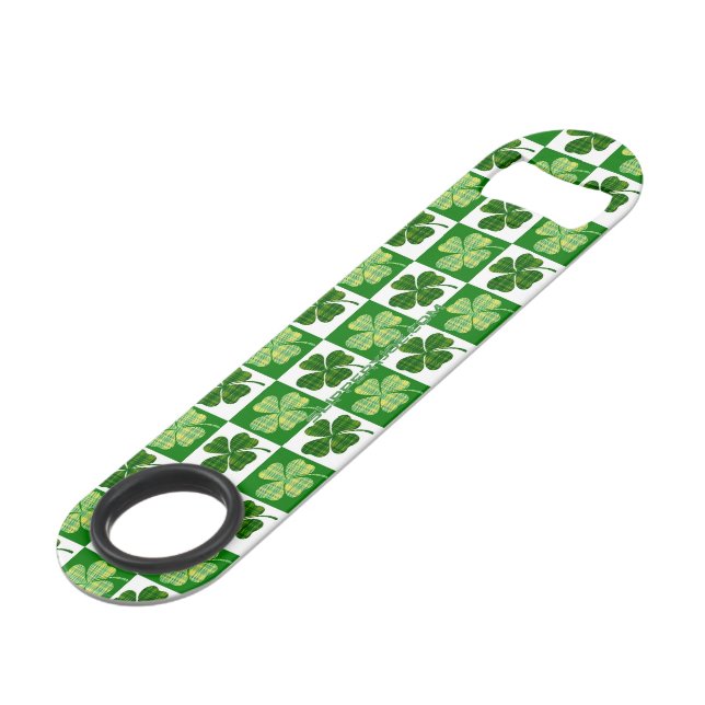 SlipperyJoe's green four-leaf clovers Saint Patric Bar Key (Front Angled)