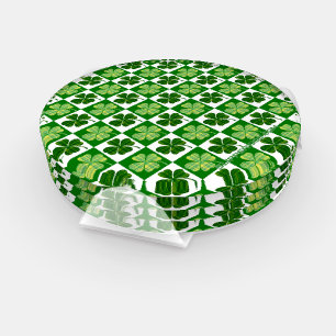 SlipperyJoe's green four-leaf clovers Saint Patric Coaster Set