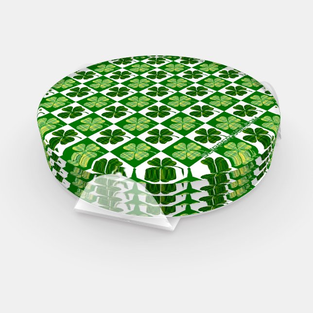 SlipperyJoe's green four-leaf clovers Saint Patric Coaster Set (Set)