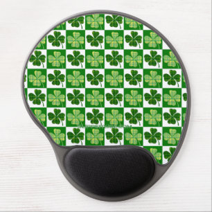 SlipperyJoe's green four-leaf clovers Saint Patric Gel Mouse Pad