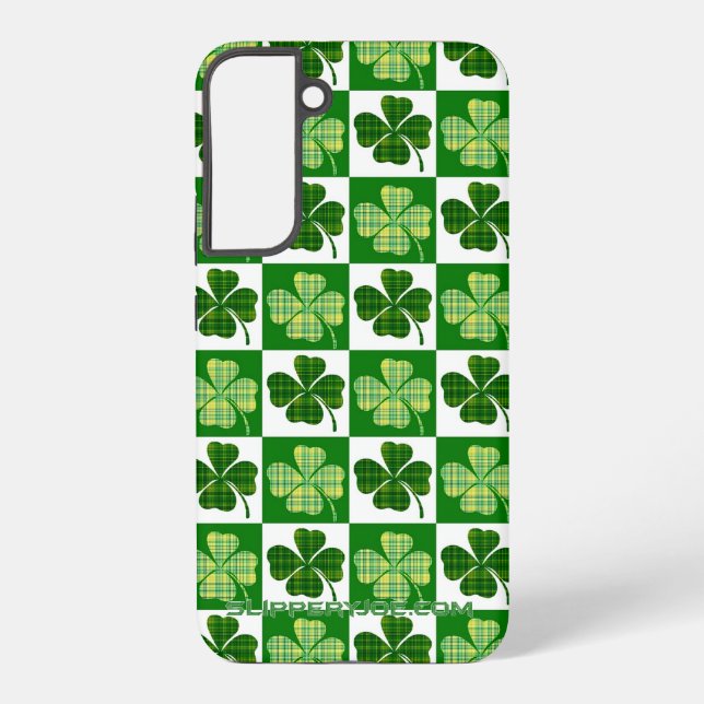 SlipperyJoe's green four-leaf clovers Saint Patric Samsung Galaxy Case (Back)