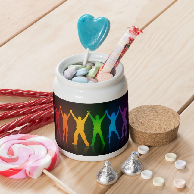 SlipperyJoe's group people holding hands forming l Candy Jar (In Situ)