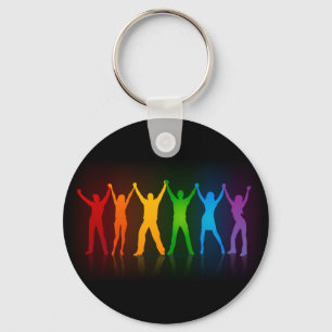 SlipperyJoe's group people holding hands forming l Keychain