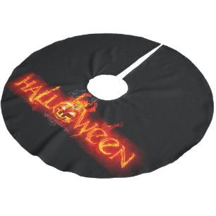 SlipperyJoe's Halloween massive fiery lettering ca Brushed Polyester Tree Skirt