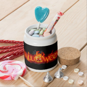 SlipperyJoe's Halloween massive fiery lettering ca Candy Jar
