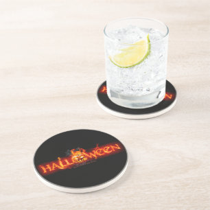 SlipperyJoe's Halloween massive fiery lettering ca Coaster