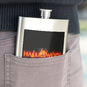 SlipperyJoe's Halloween massive fiery lettering ca Flask