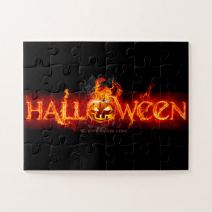 SlipperyJoe's Halloween massive fiery lettering ca Jigsaw Puzzle