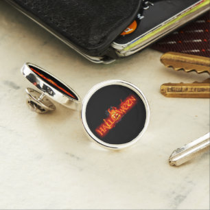 SlipperyJoe's Halloween massive fiery lettering ca Lapel Pin
