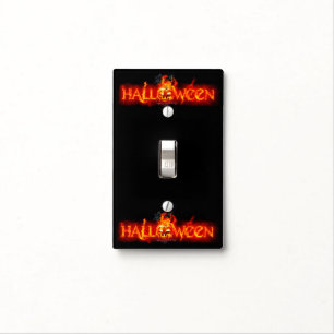 SlipperyJoe's Halloween massive fiery lettering ca Light Switch Cover
