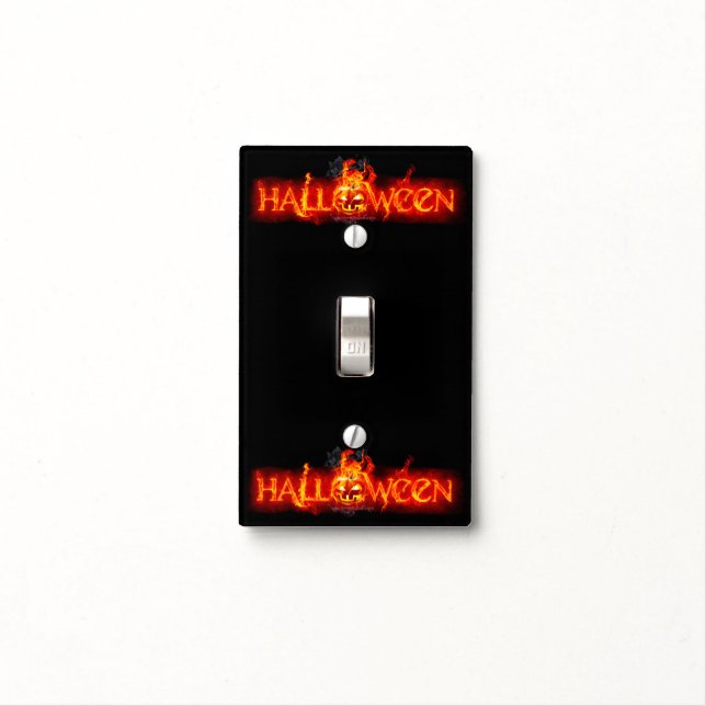 SlipperyJoe's Halloween massive fiery lettering ca Light Switch Cover (In Situ)