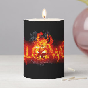 SlipperyJoe's Halloween massive fiery lettering ca Pillar Candle