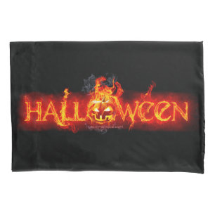 SlipperyJoe's Halloween massive fiery lettering ca Pillow Case
