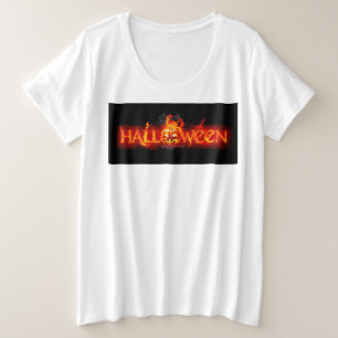 SlipperyJoe's Halloween massive fiery lettering ca Plus Size T-Shirt