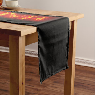 SlipperyJoe's Halloween massive fiery lettering ca Short Table Runner