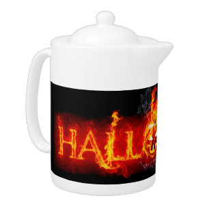 SlipperyJoe's Halloween massive fiery lettering ca Teapot