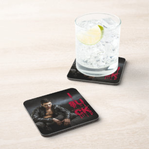 SlipperyJoe's Halloween pale vampiric figure fangs Beverage Coaster
