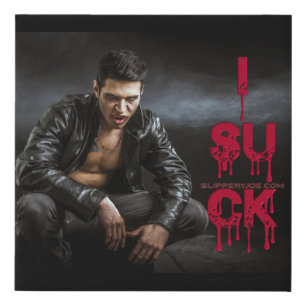 SlipperyJoe's Halloween pale vampiric figure fangs Faux Canvas Print