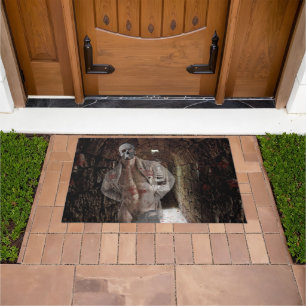 SlipperyJoe's Halloween transparent ghost-like man Doormat