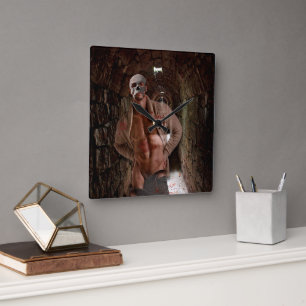 SlipperyJoe's Halloween transparent ghost-like man Square Wall Clock