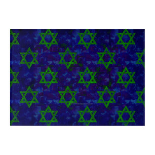SlipperyJoe's Hanukkah green rows Stars of David c Acrylic Print