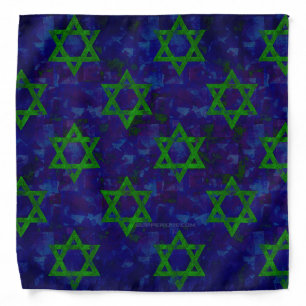 SlipperyJoe's Hanukkah green rows Stars of David c Bandana
