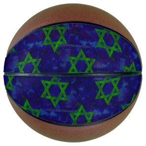 SlipperyJoe's Hanukkah green rows Stars of David c Basketball