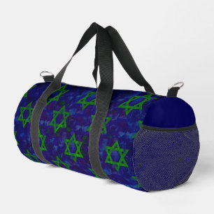 SlipperyJoe's Hanukkah green rows Stars of David c Duffle Bag