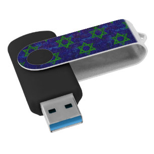SlipperyJoe's Hanukkah green rows Stars of David c Flash Drive