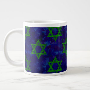 SlipperyJoe's Hanukkah green rows Stars of David c Giant Coffee Mug